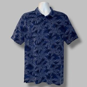 TravisMathew Mountain Down Golf Polo Shirt Mens XL Blue Palm Print Performance